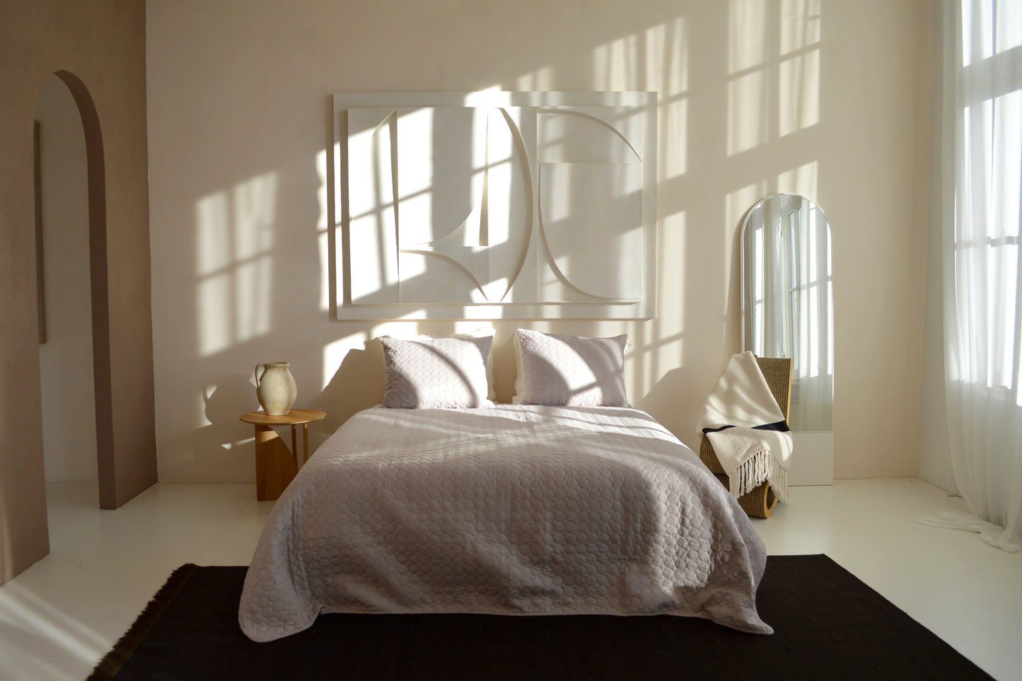 Tagesdecke Kreise - Beige