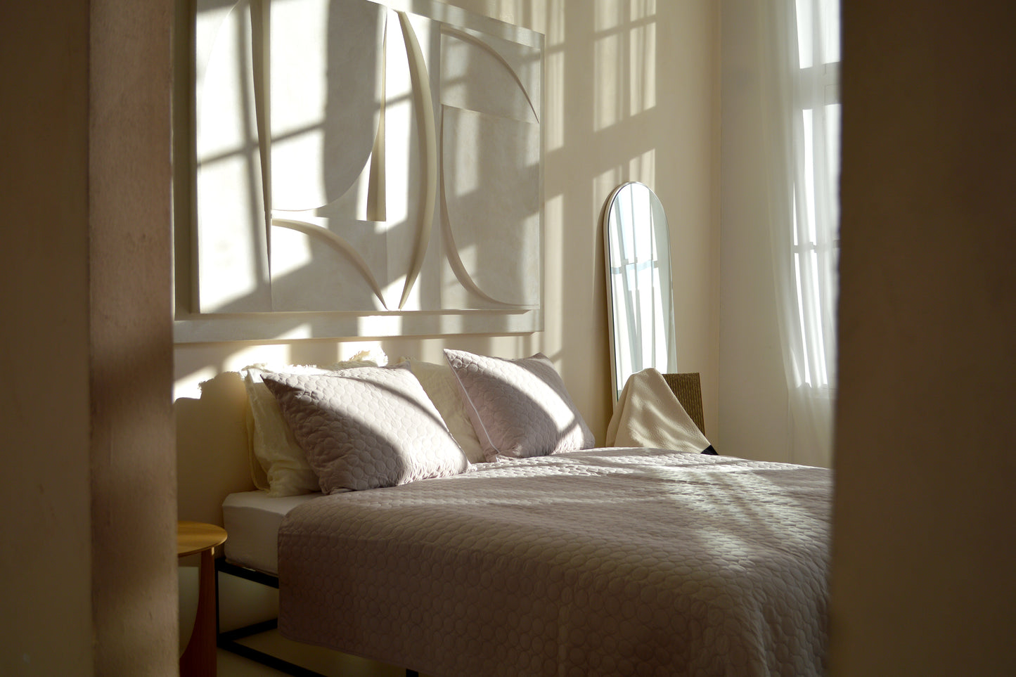 Tagesdecke Kreise - Beige