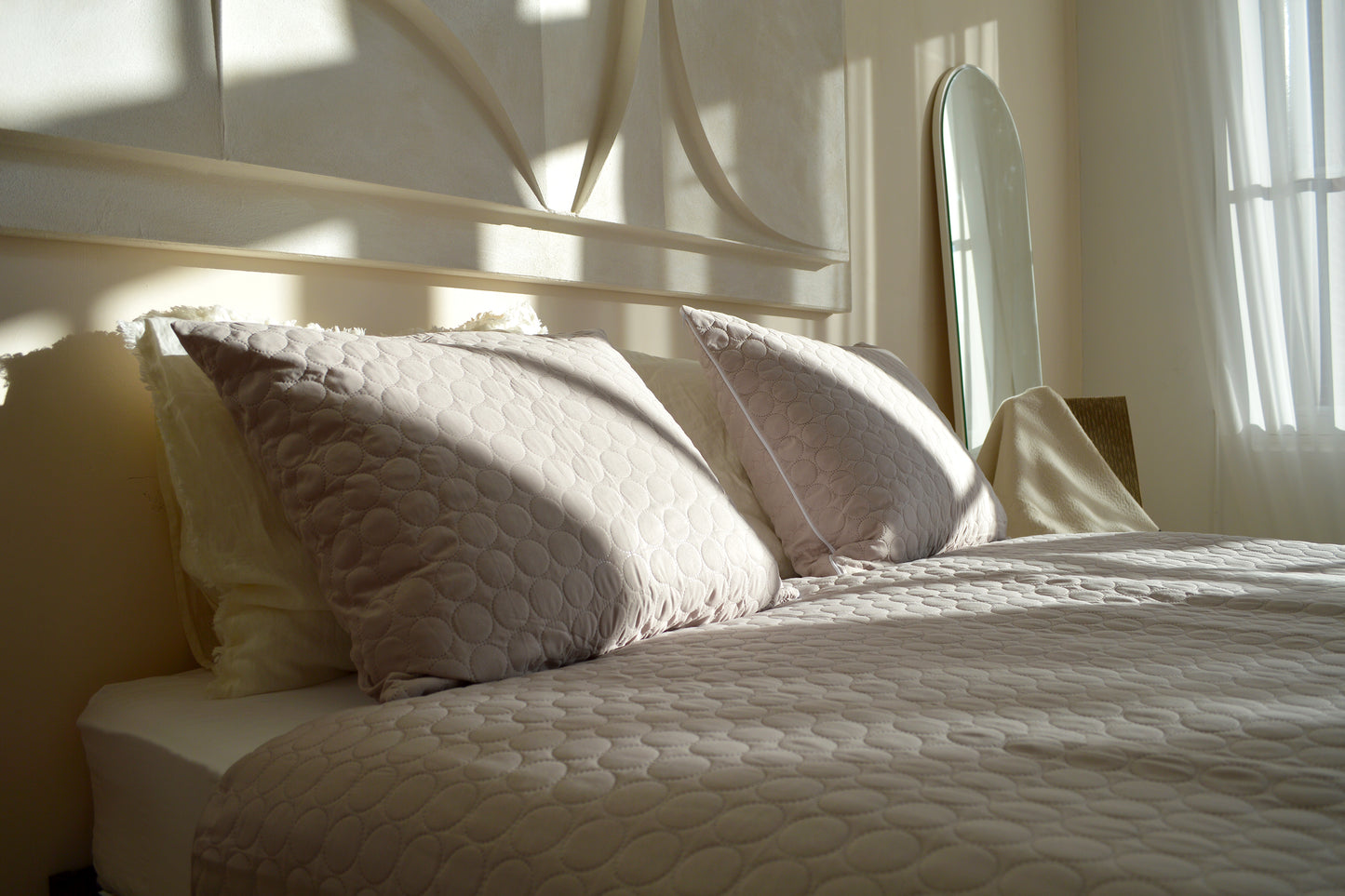 Tagesdecke Kreise - Beige