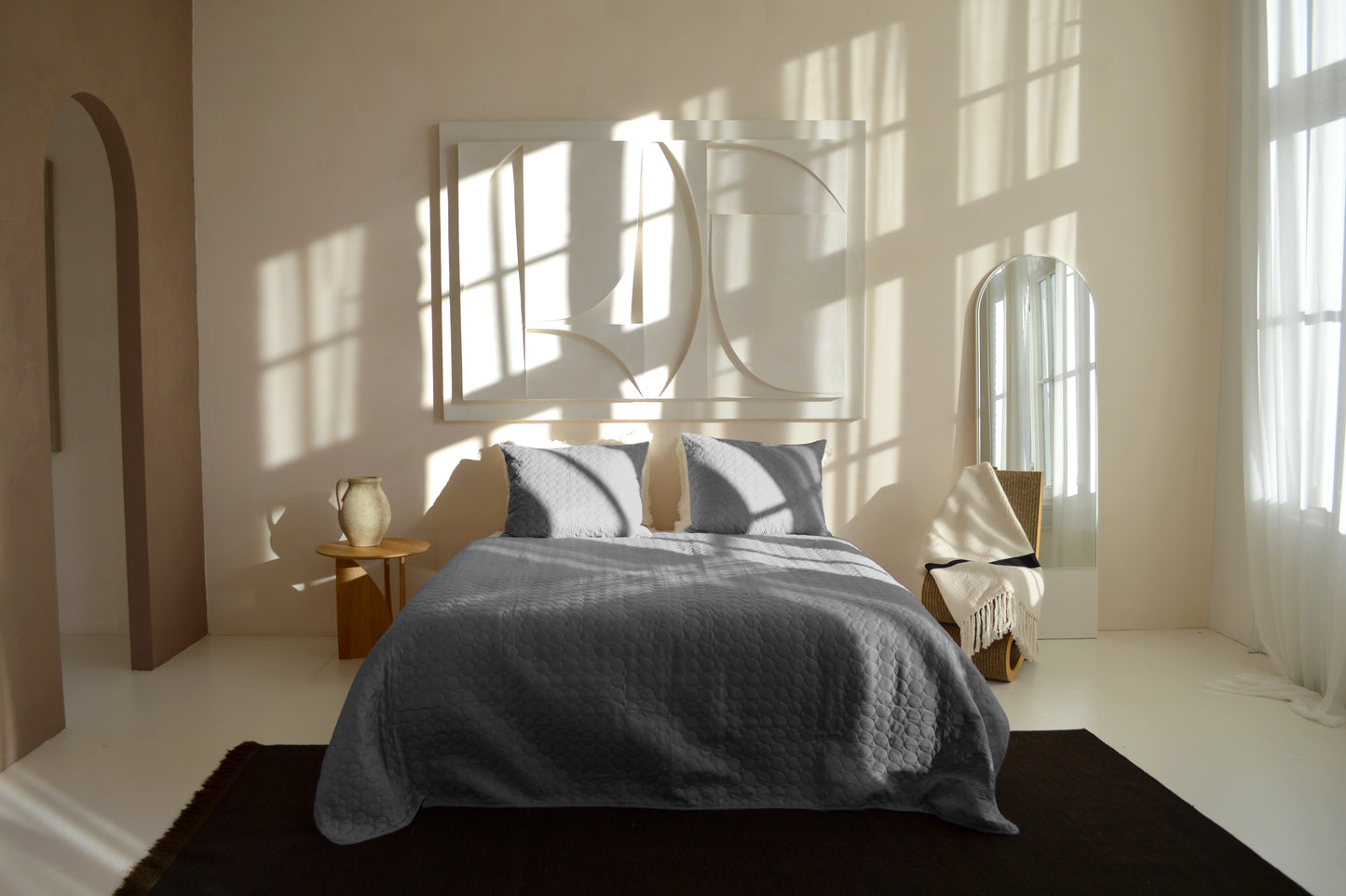 Tagesdecke Circles – Silber