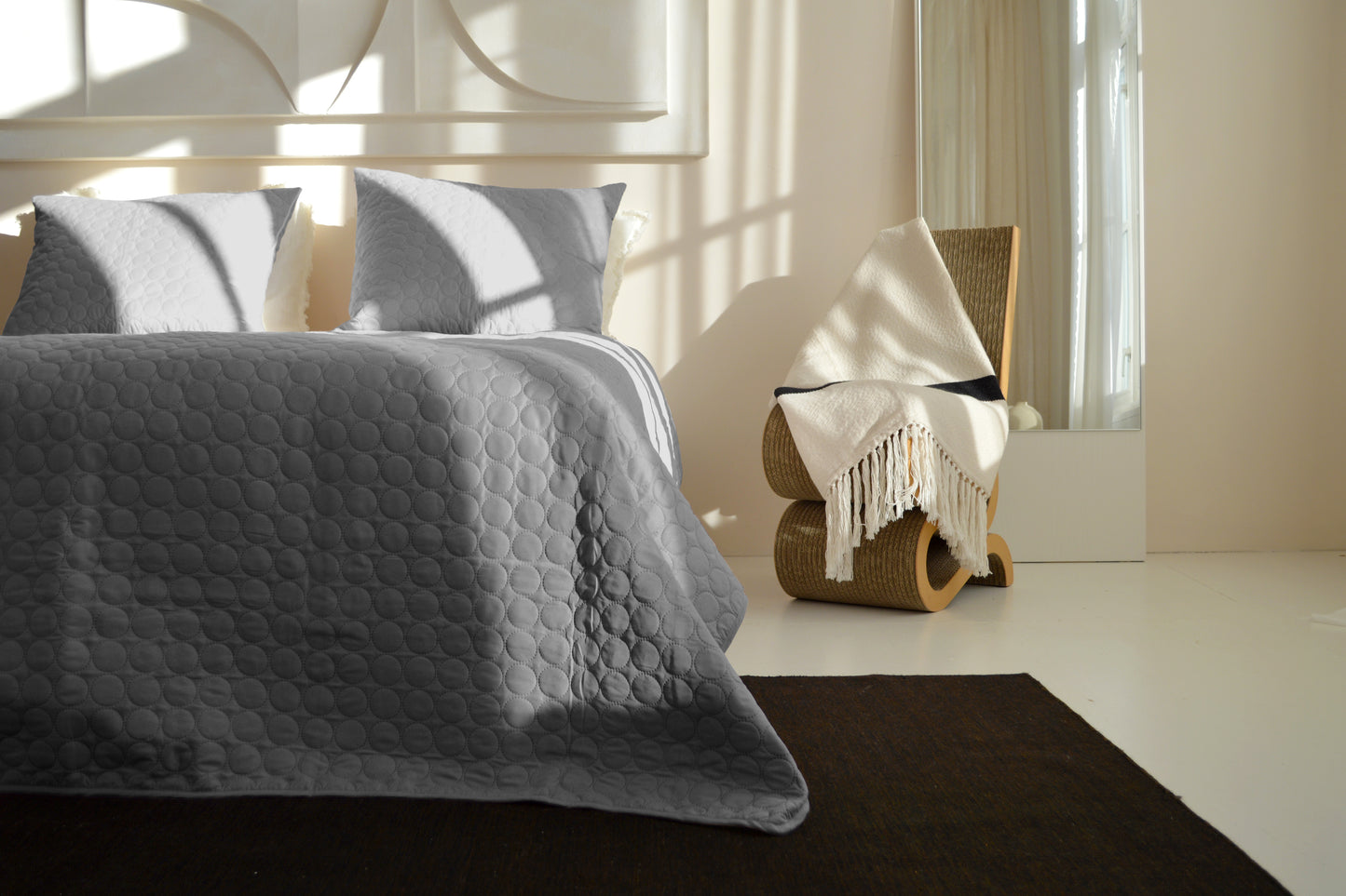 Tagesdecke Circles – Silber