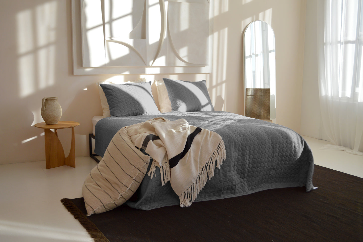 Tagesdecke Circles – Silber
