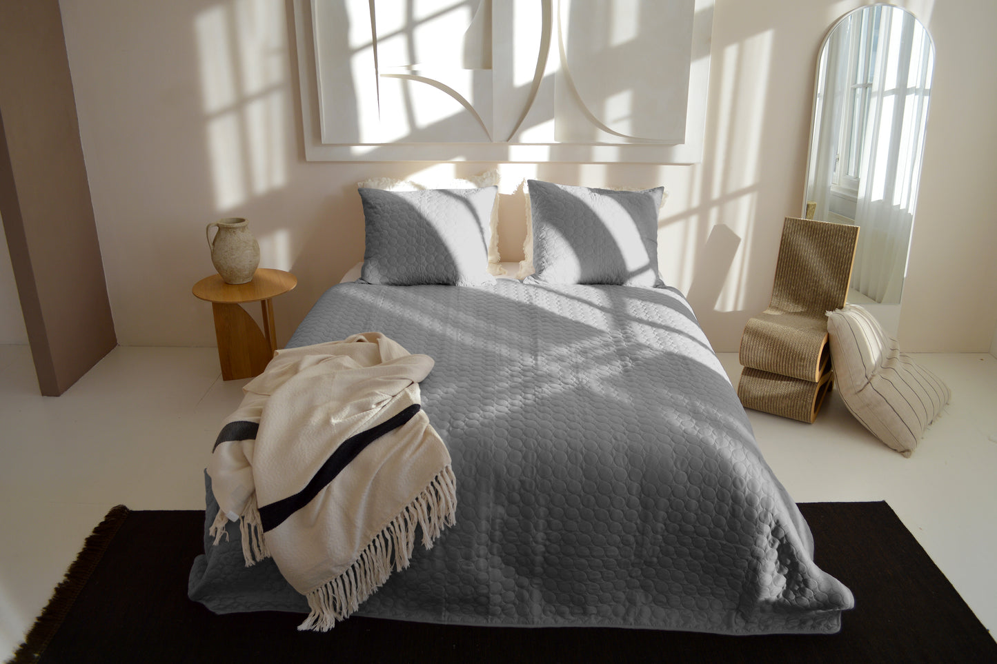 Tagesdecke Circles – Silber
