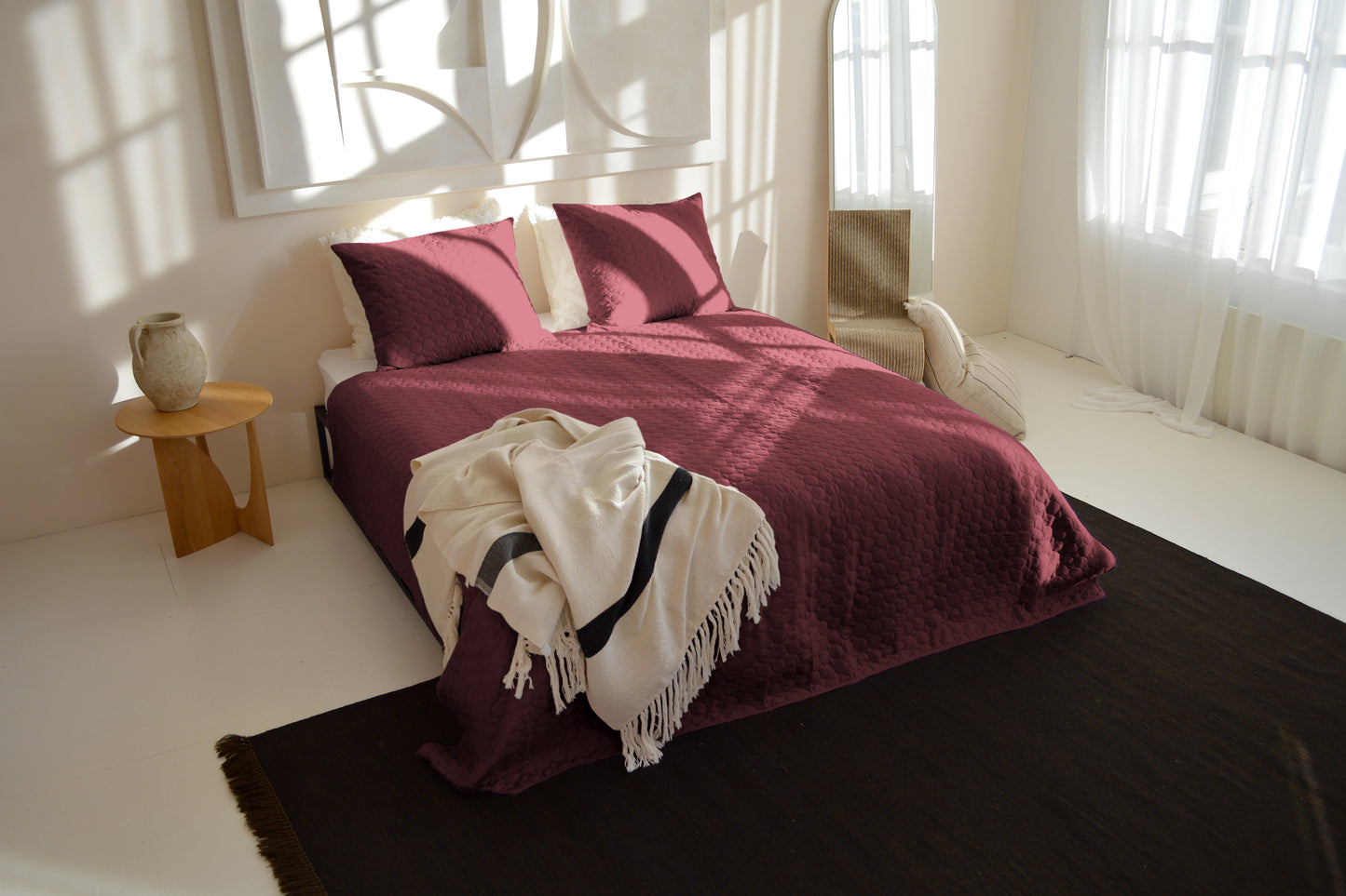 Tagesdecke Kreise – Dunkelrot