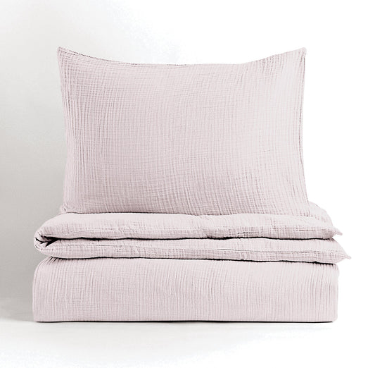 Mousseline Quilt Cover Set Old Pink