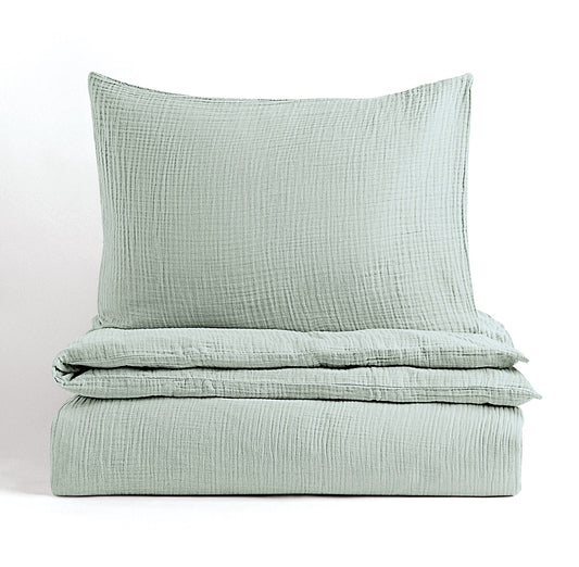 Mousseline Quilt Cover Set Green