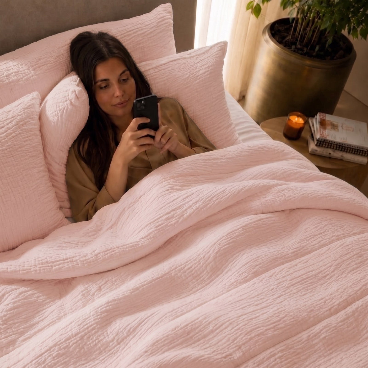 Eazzzy Dekbed Mousseline Pink