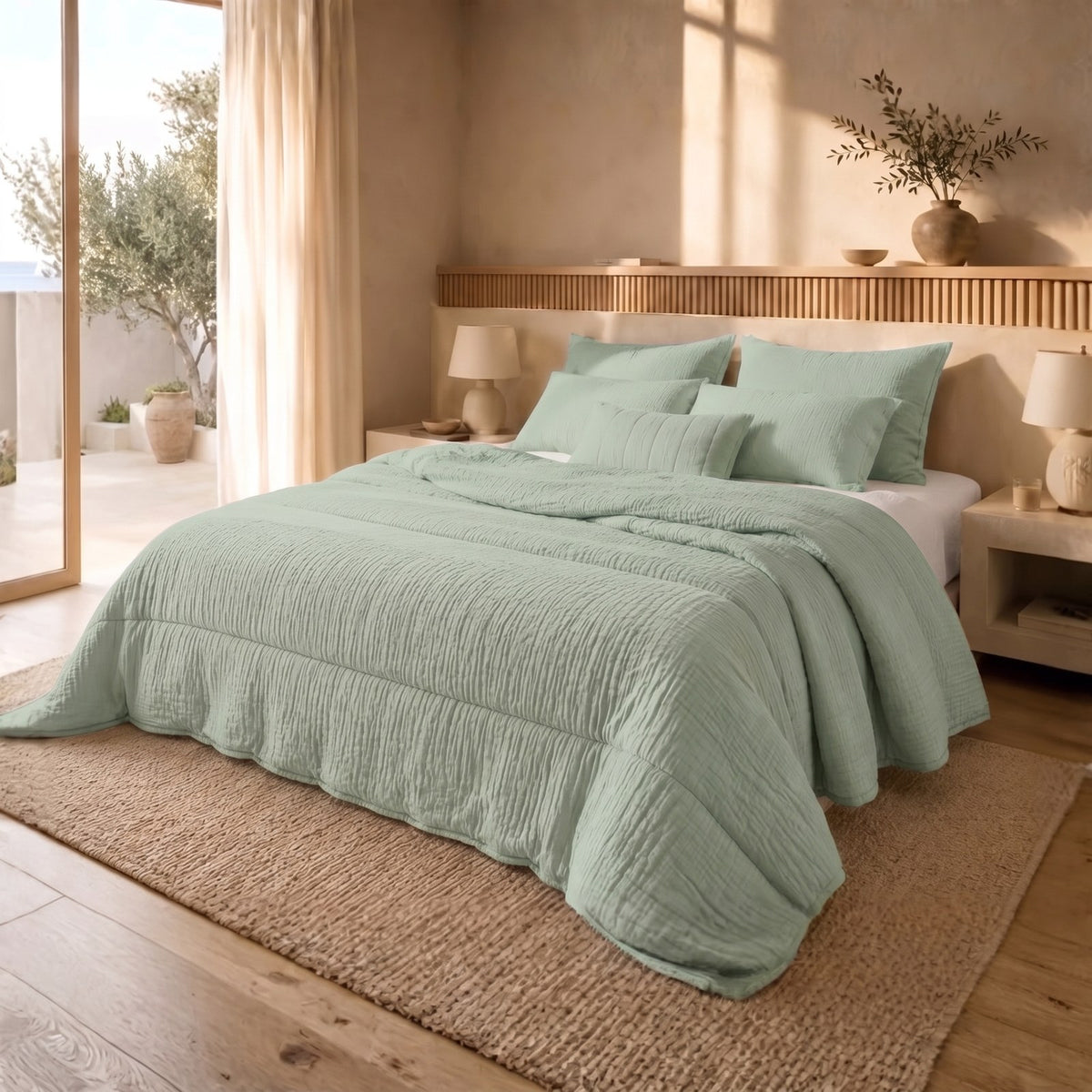 Eazzzy Dekbed Mousseline moss green