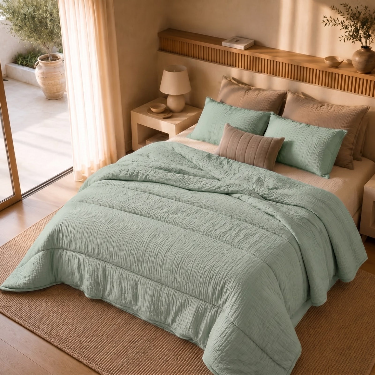 Eazzzy Dekbed Mousseline moss green