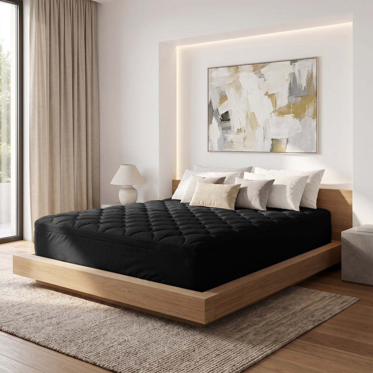 Cloud Stitch Fitted Topper Black
