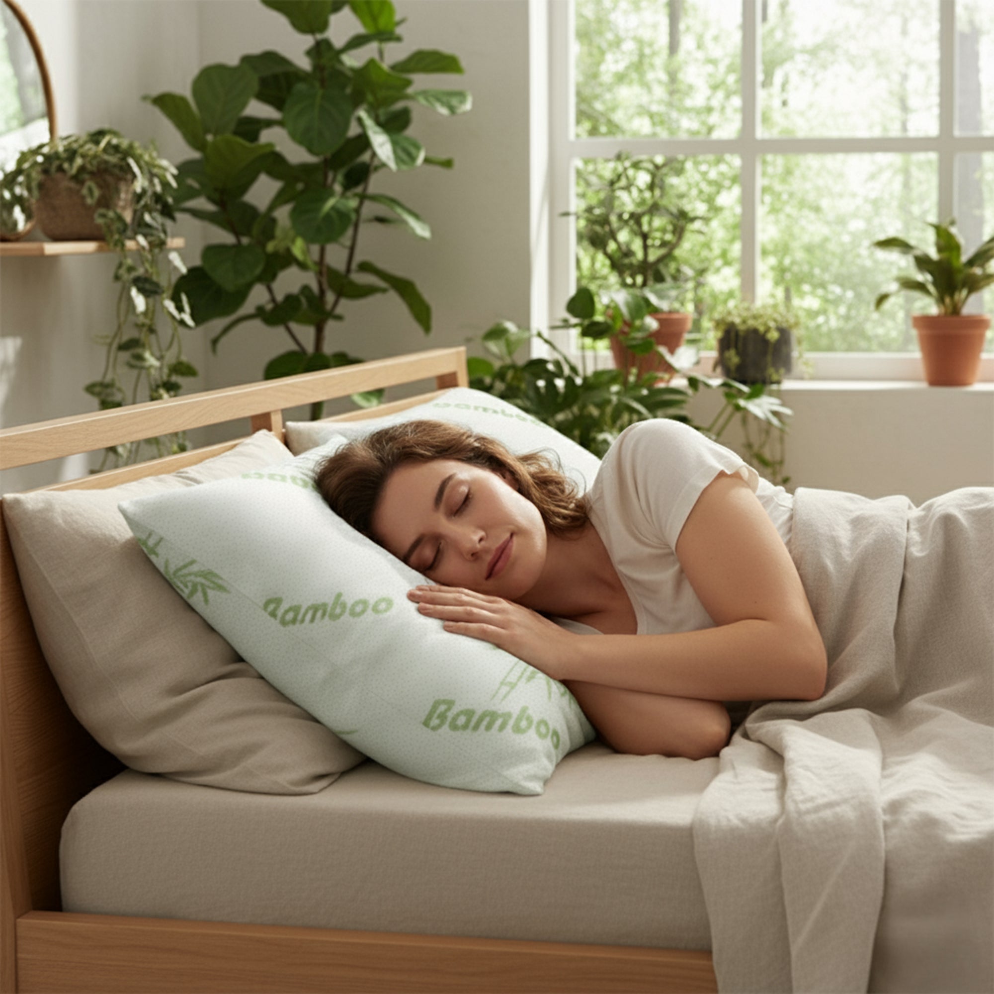 Bamboo Kussen Bamborella - Groen/Wit