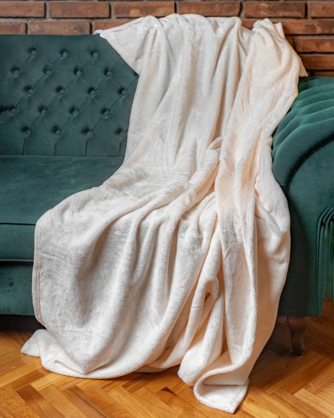 Korall-Fleece-Decke van der Valk - Weiß