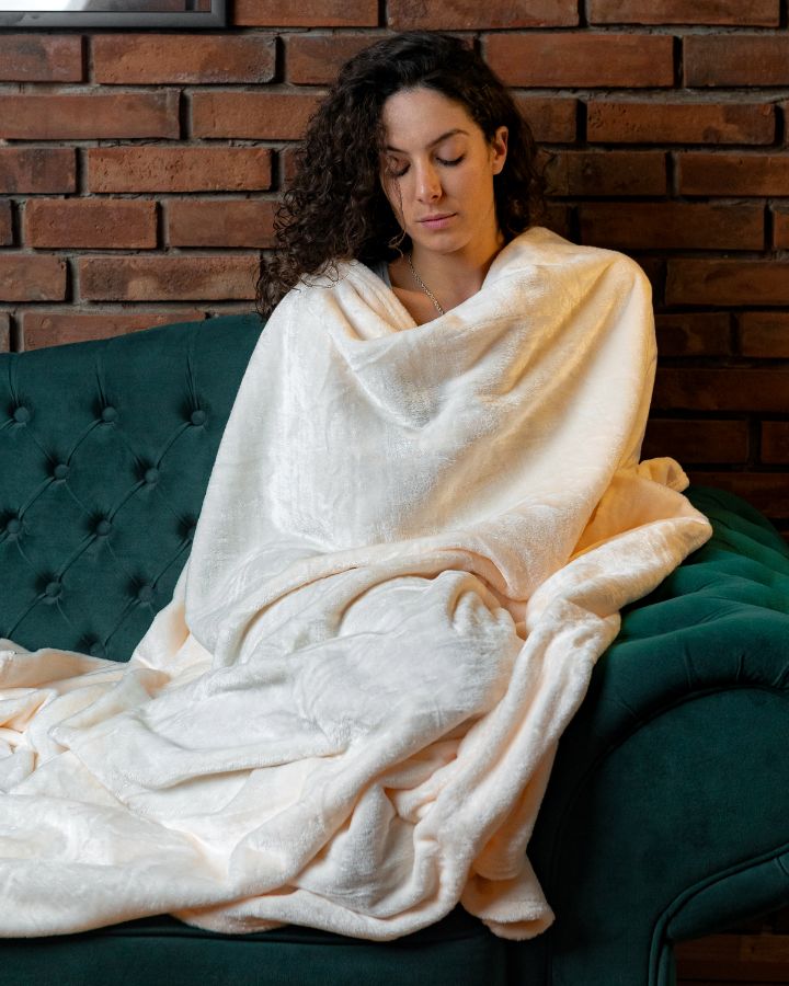 Korall-Fleece-Decke van der Valk - Weiß