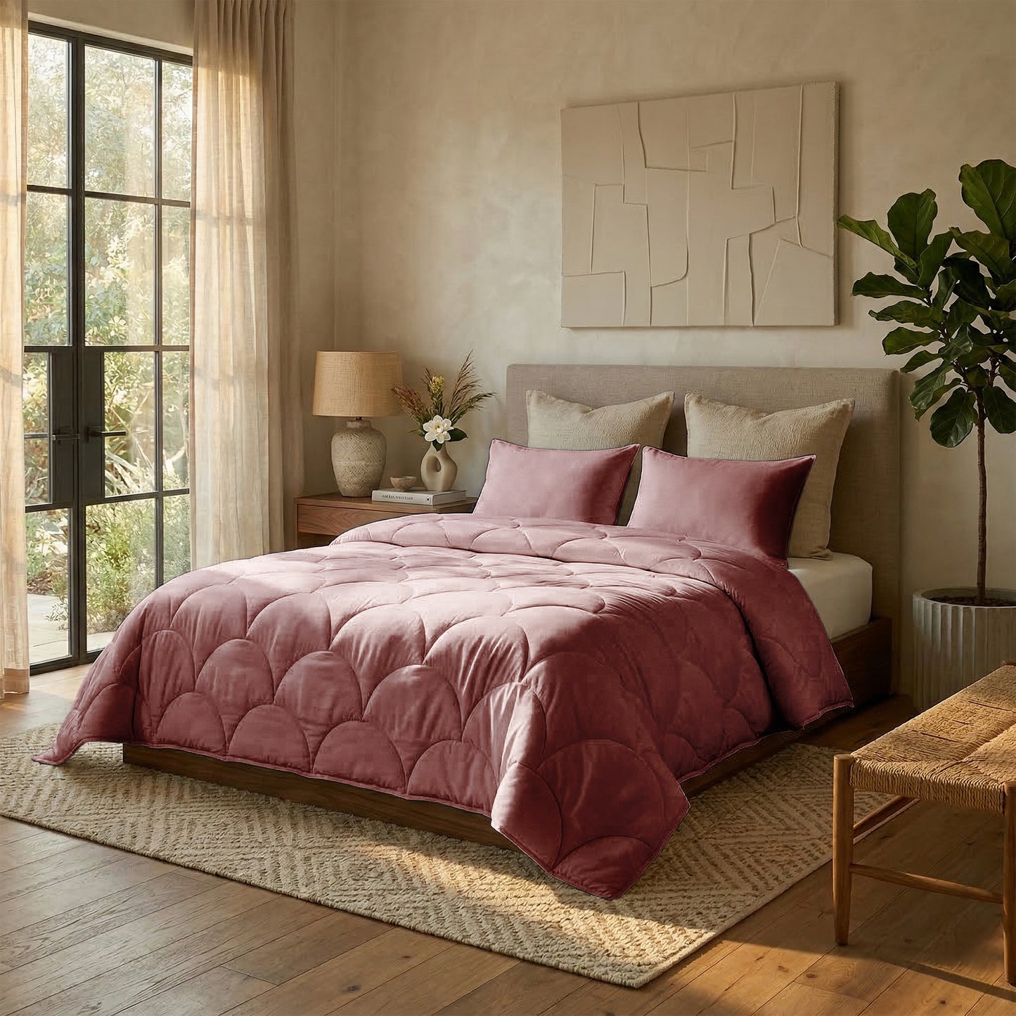Cotton Percale Quilt with Pillow covers