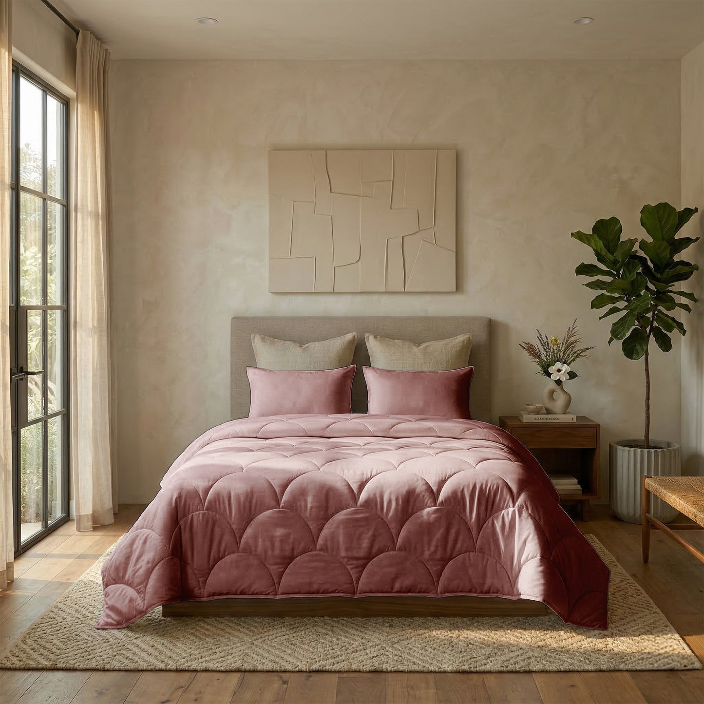 Cotton Percale Quilt with Pillow covers