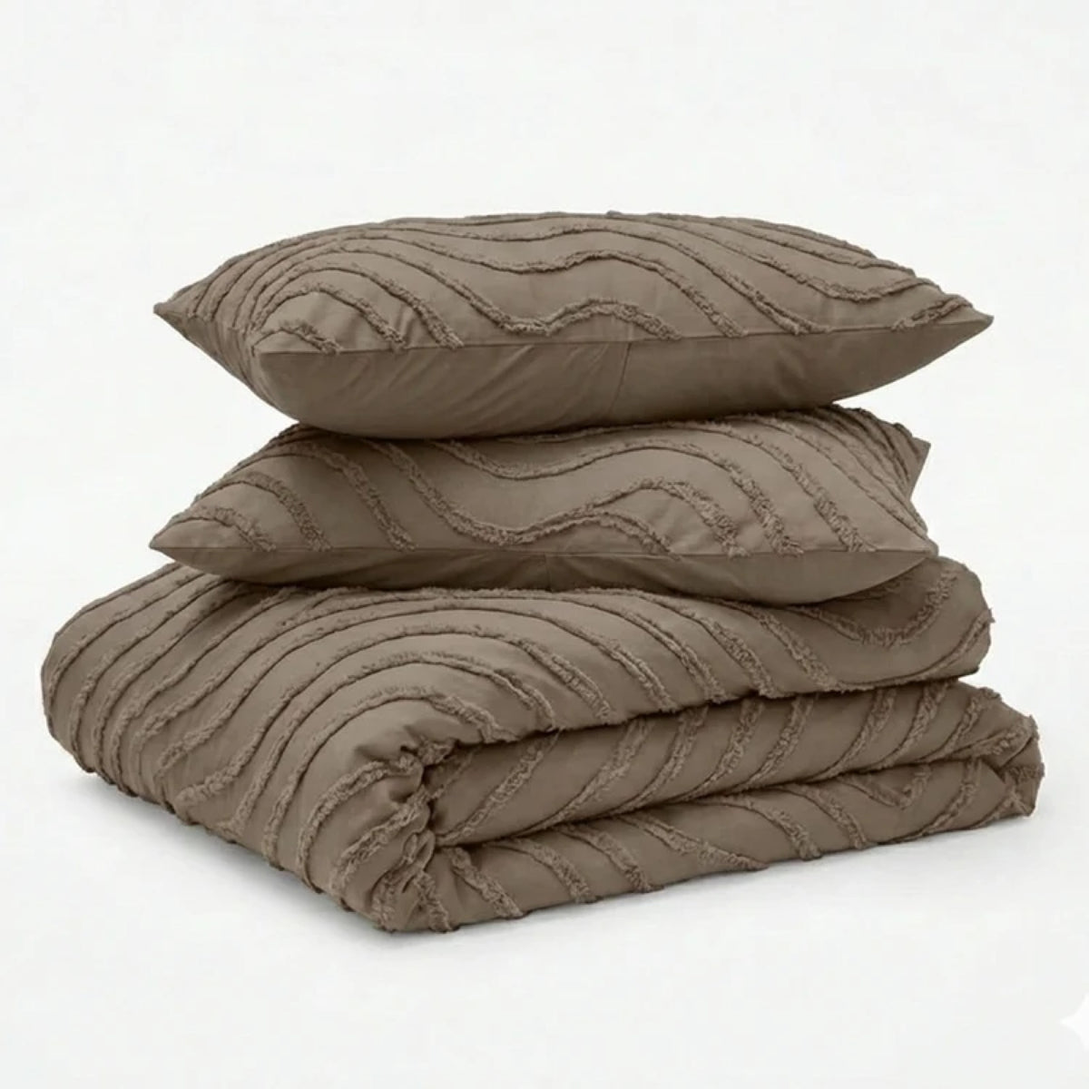 Getuft dekbed Golven taupe