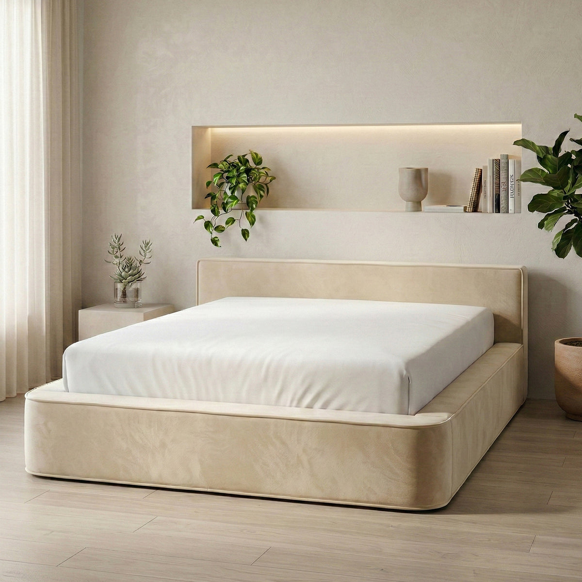 Opbergbed Amour Tranquility - Velvet in crème