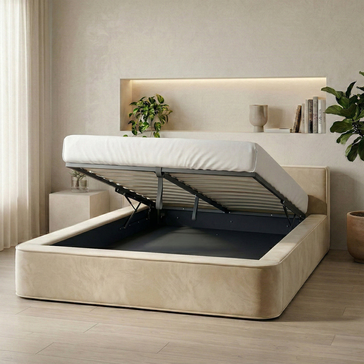 Opbergbed Amour Tranquility - Velvet in crème
