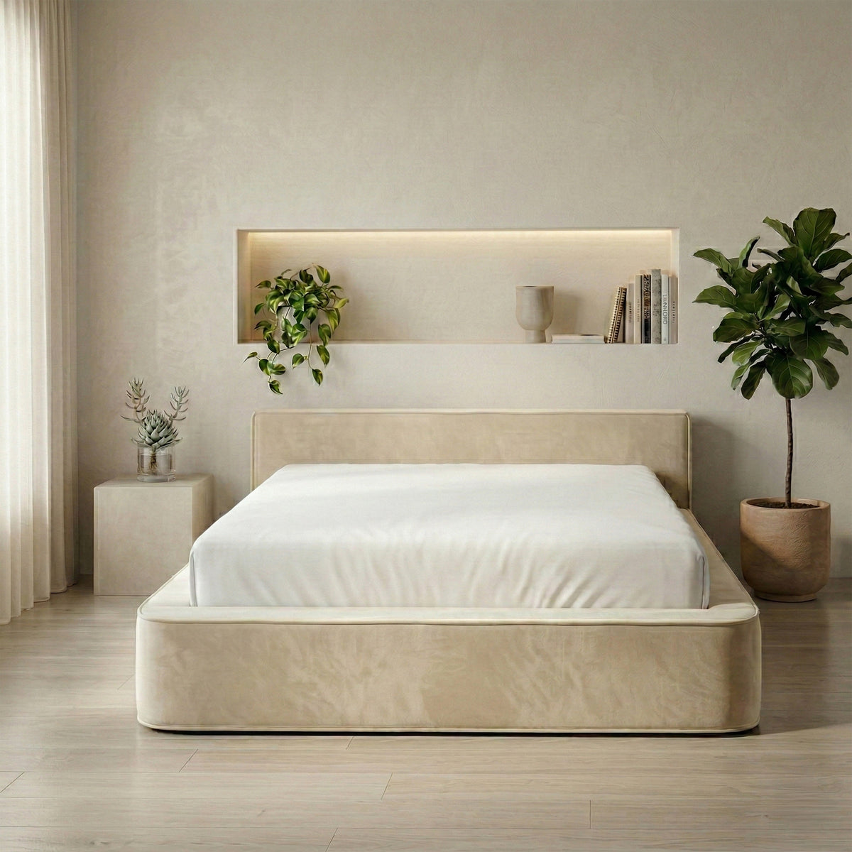 Opbergbed Amour Tranquility - Velvet in crème