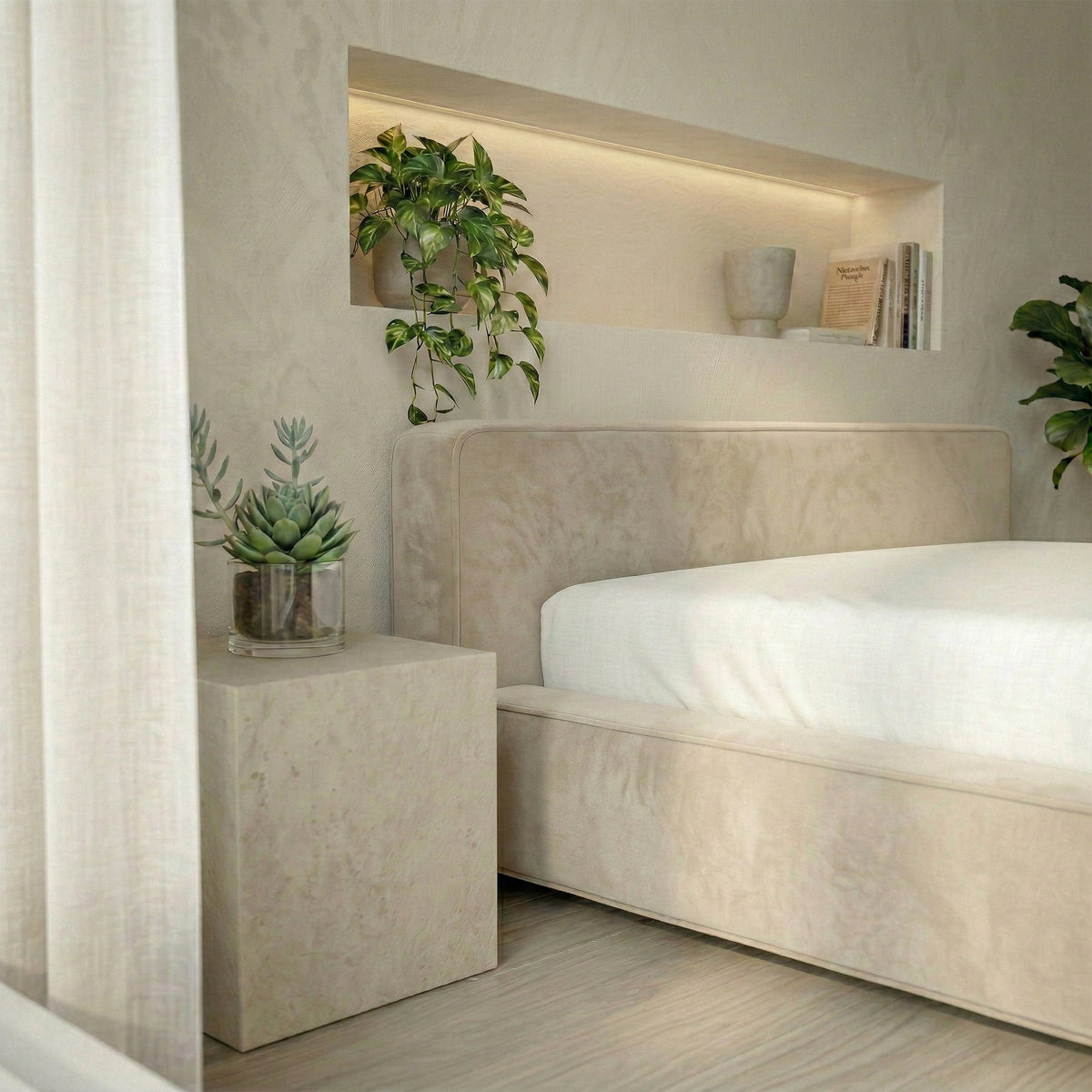 Opbergbed Amour Tranquility - Velvet in crème