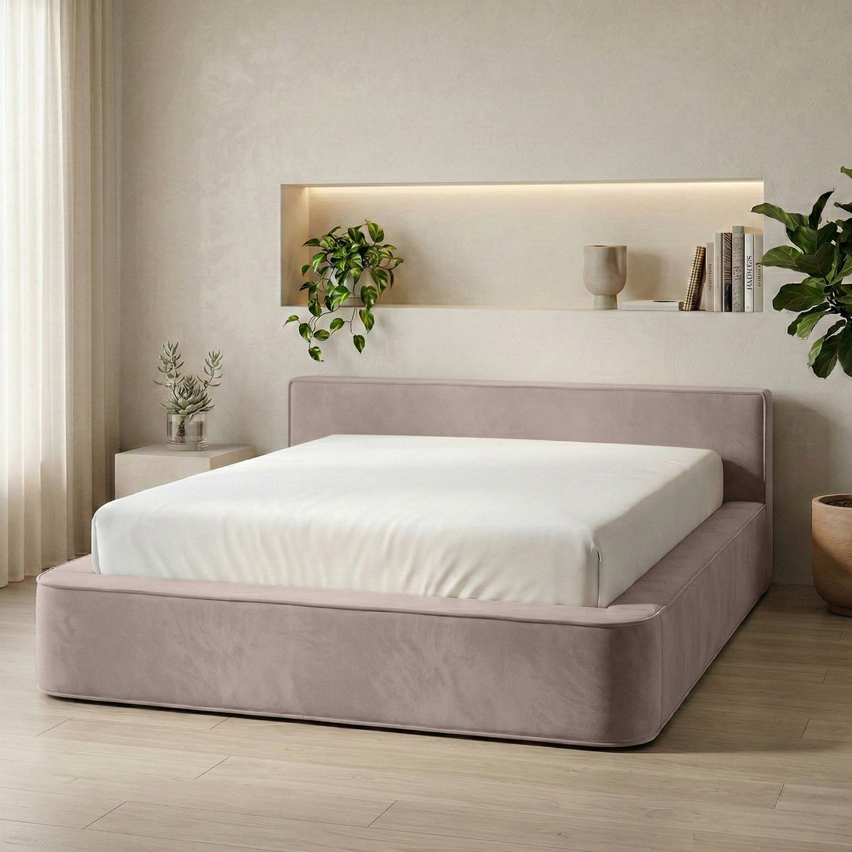 Opbergbed Amour Tranquility - Velvet in taupe