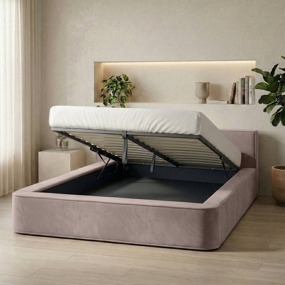 Opbergbed Amour Tranquility - Velvet in taupe