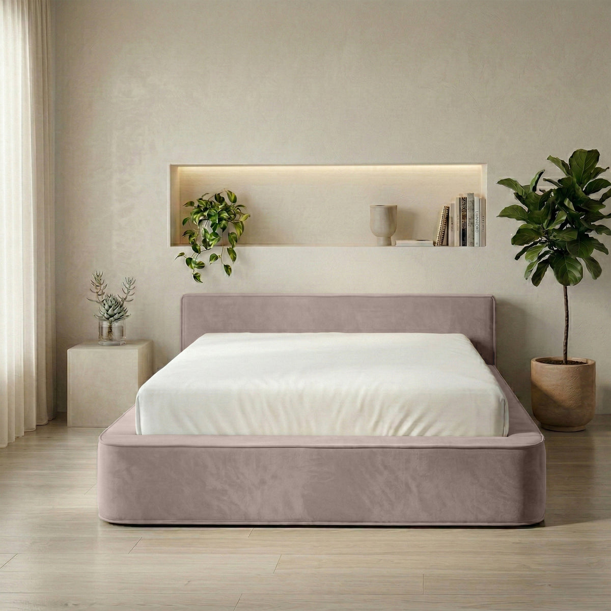 Opbergbed Amour Tranquility - Velvet in taupe