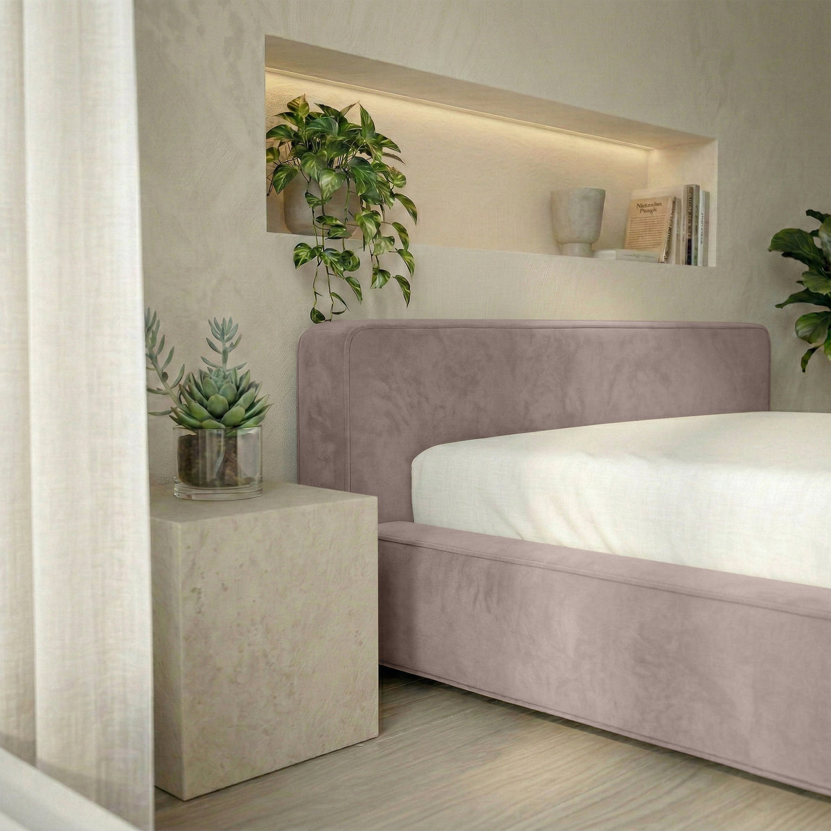Opbergbed Amour Tranquility - Velvet in taupe